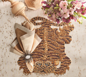 Dip Dye Napkin in Natural, Brown & Gold, Set of 4