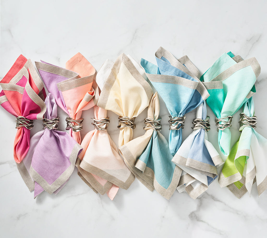 Dip Dye Napkin in White & Periwinkle, Set of 4