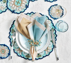 Dip Dye Napkin in Natural & Seafoam, Set of 4