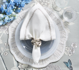 Jardin Napkin in White & Silver, Set of 4