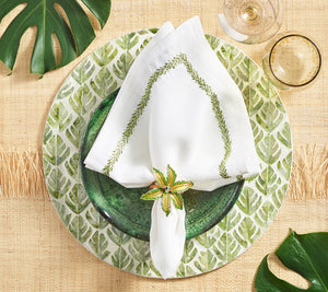 Jardin Napkin in White & Green, Set of 4