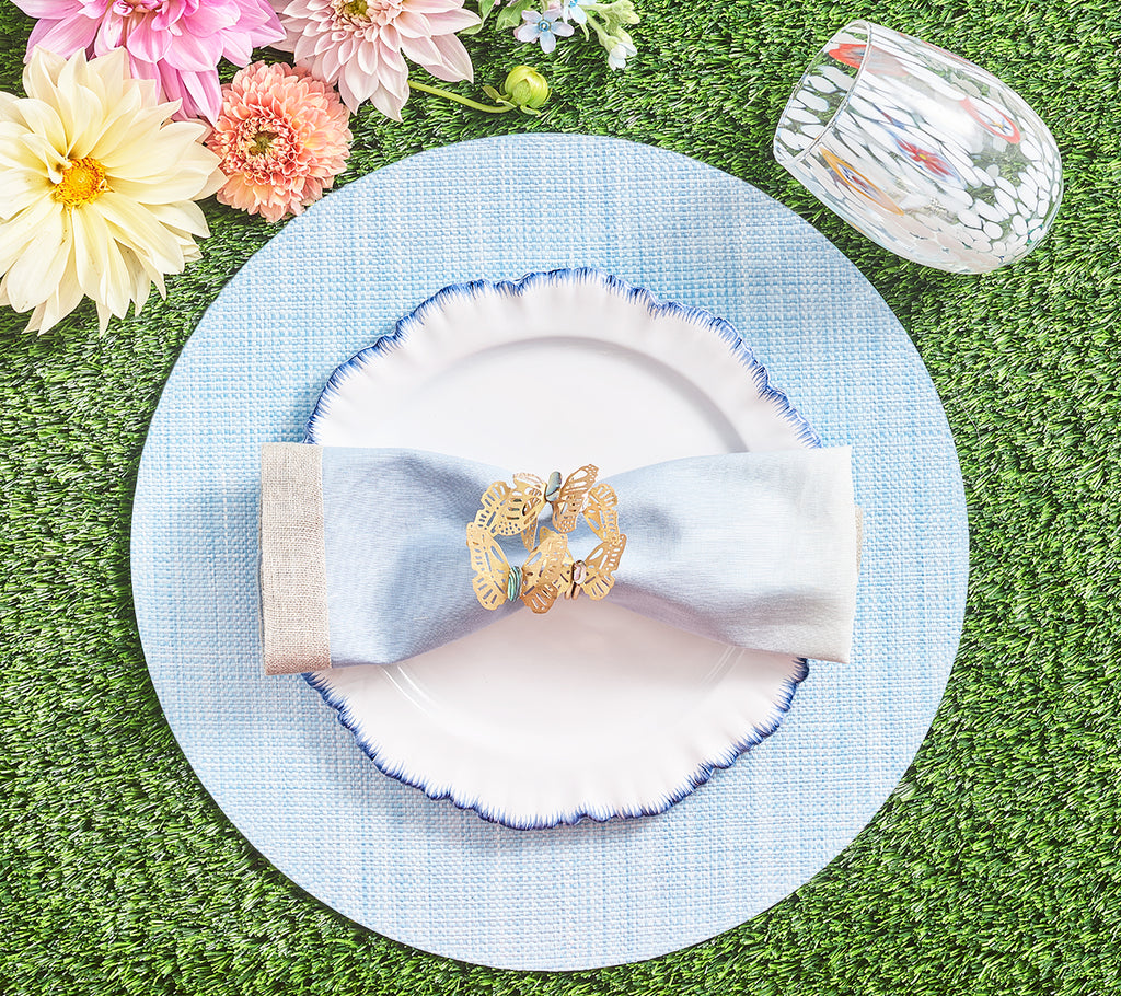 Dip Dye Napkin in White & Periwinkle, Set of 4
