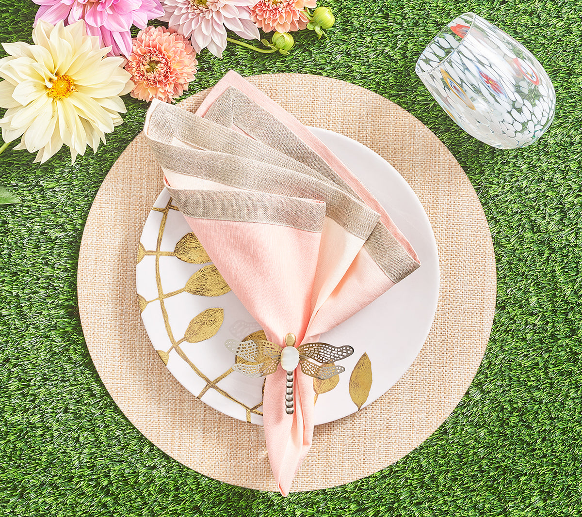 Dip Dye Napkin in Blush & Gold, Set of 4