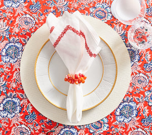 Jardin Napkin in White & Coral, Set of 4