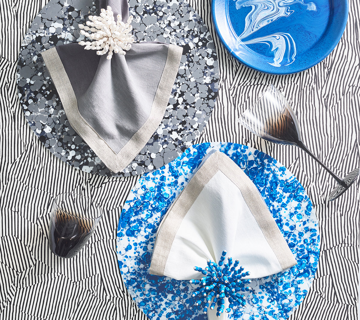 Dip Dye Napkin in White & Periwinkle, Set of 4