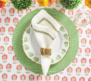 Jardin Napkin in White & Green, Set of 4