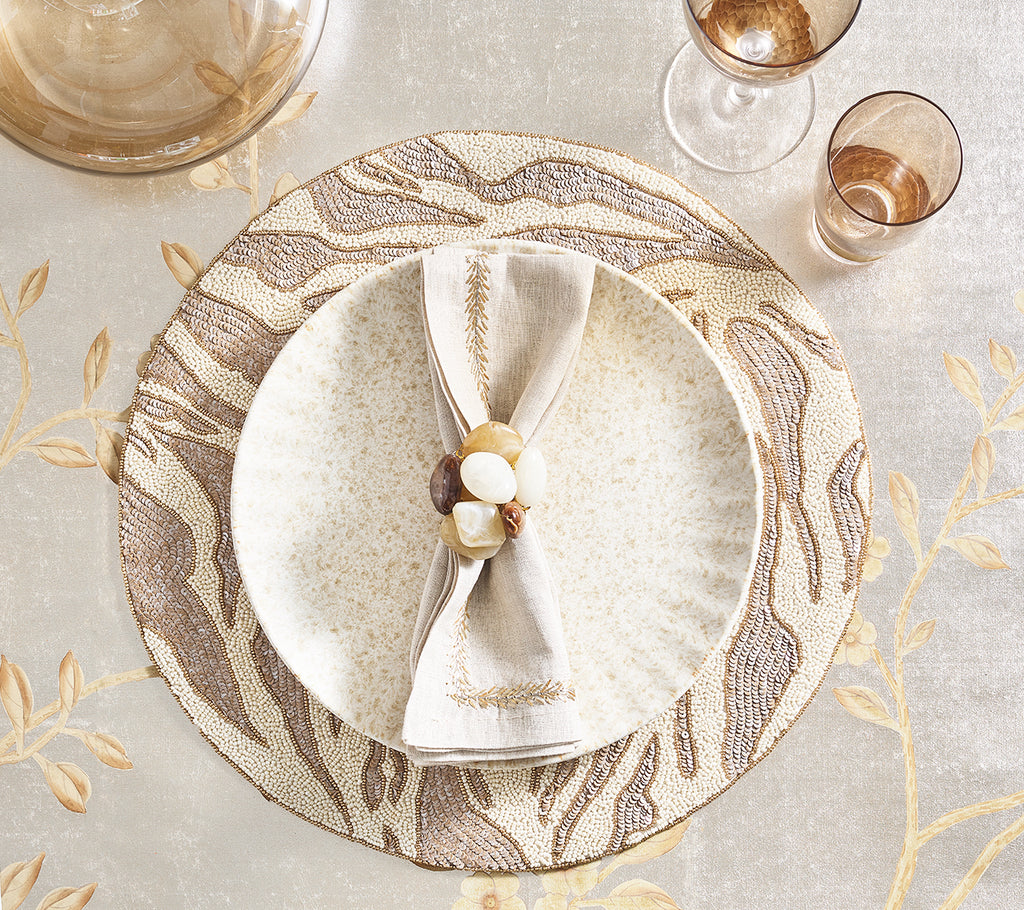 Jardin Napkin in Natural, Gold & Silver, Set of 4