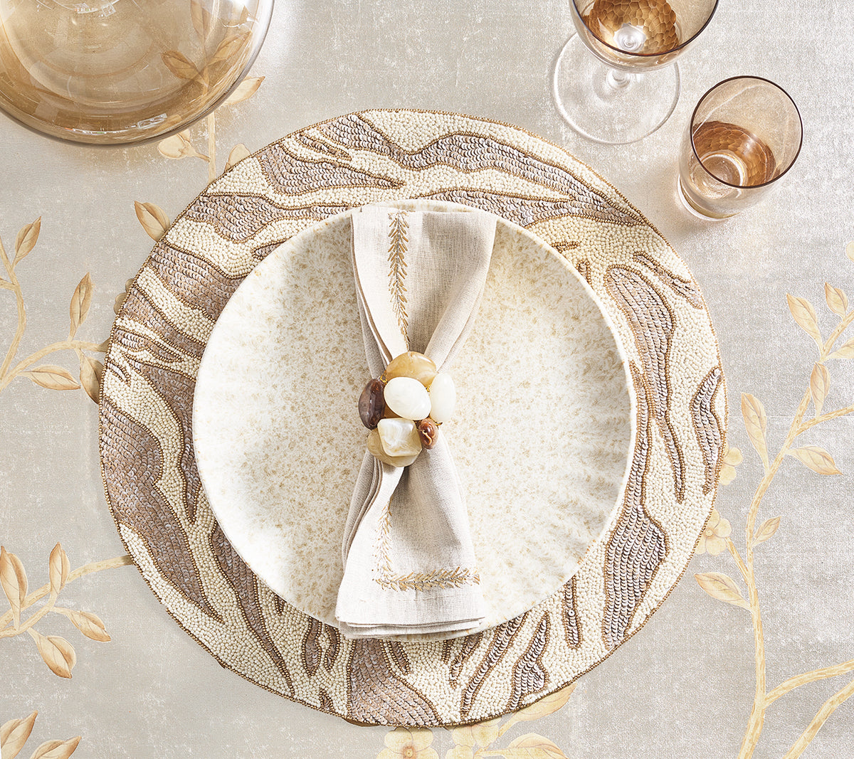 Jardin Napkin in Natural, Gold & Silver, Set of 4
