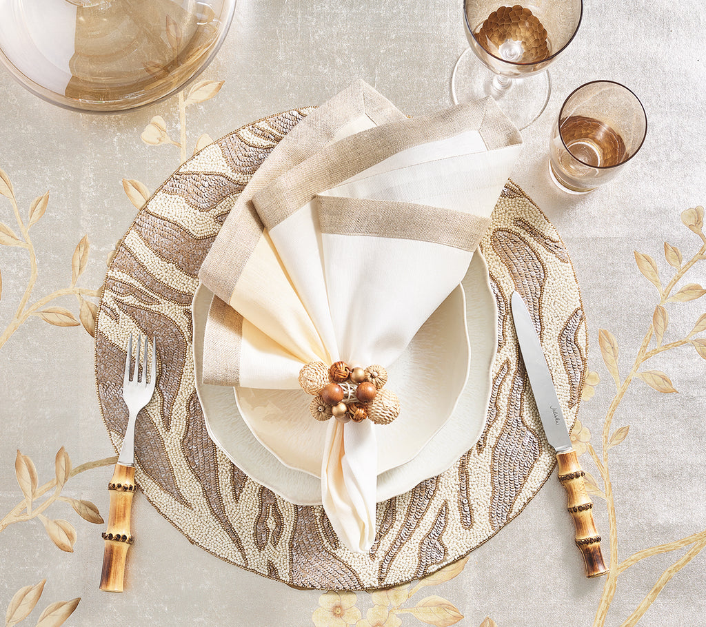 Dip Dye Napkin in White & Beige, Set of 4