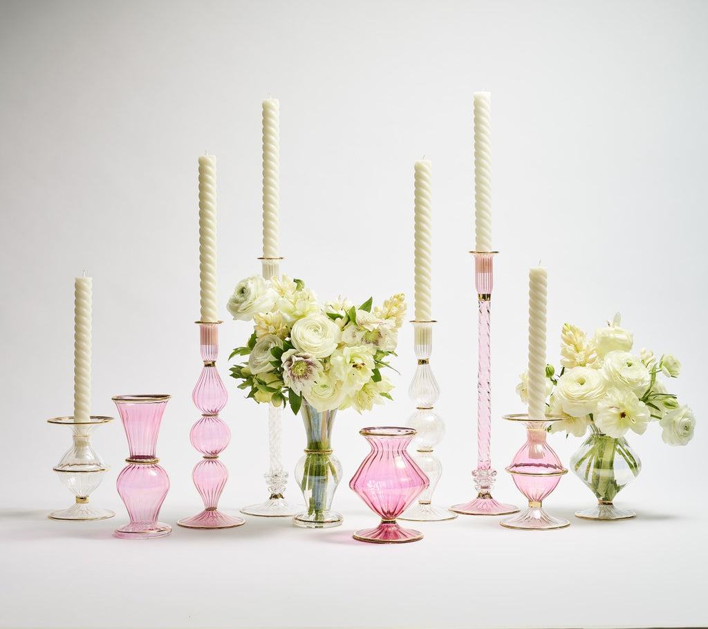 Ripple Candle Holder in Pink