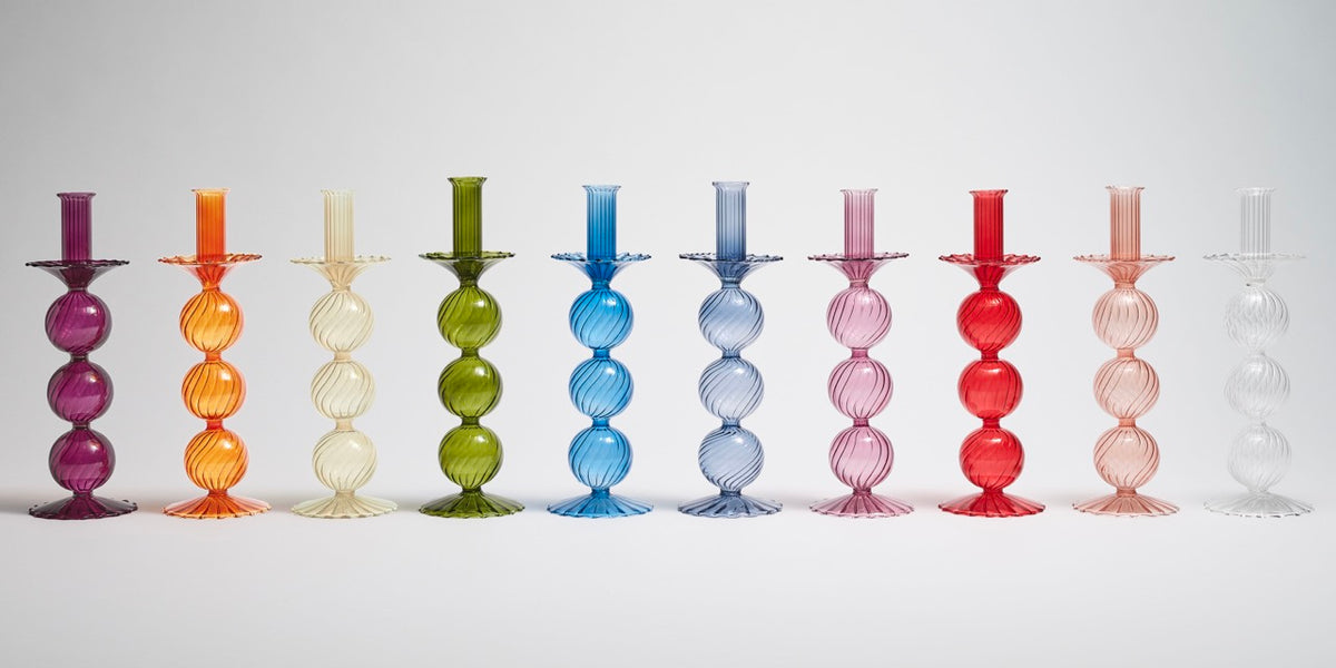 Iris Tall Candle Holder in Olive, Set of 2