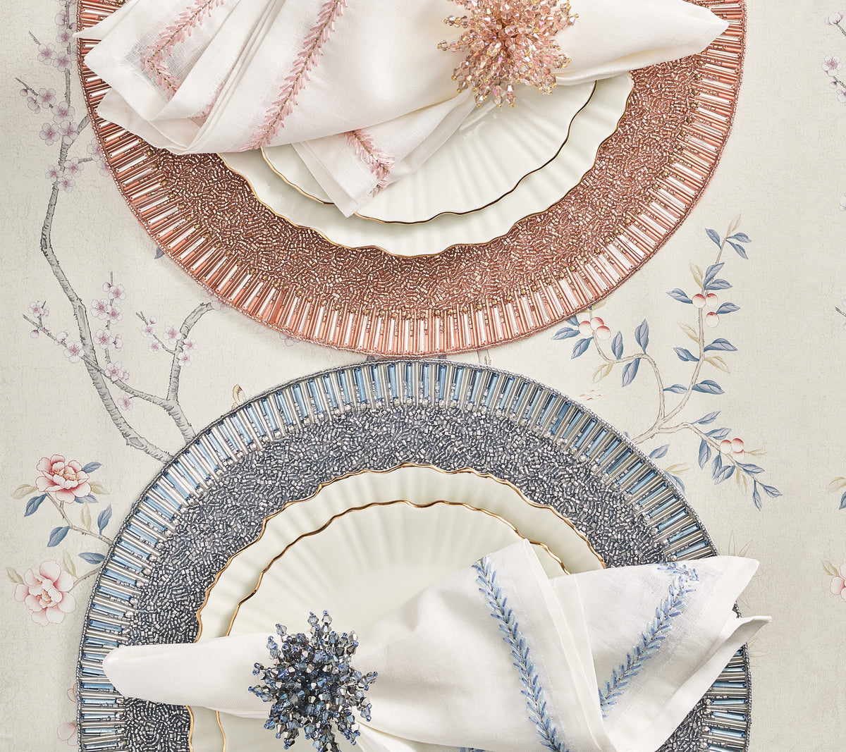 Jardin Napkin in White & Blush, Set of 4