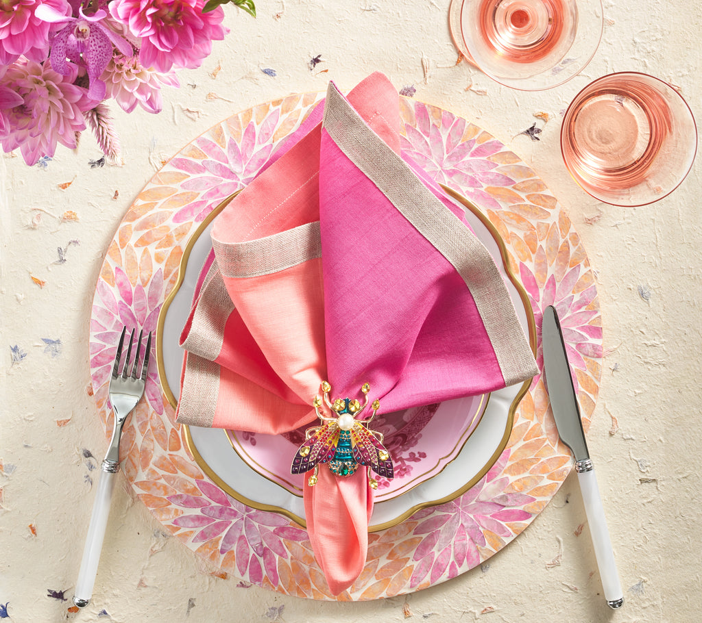 Dip Dye Napkin in Fuchsia & Orange, Set of 4