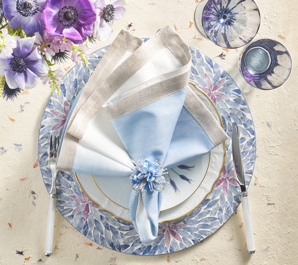 Dip Dye Napkin in White & Periwinkle, Set of 4