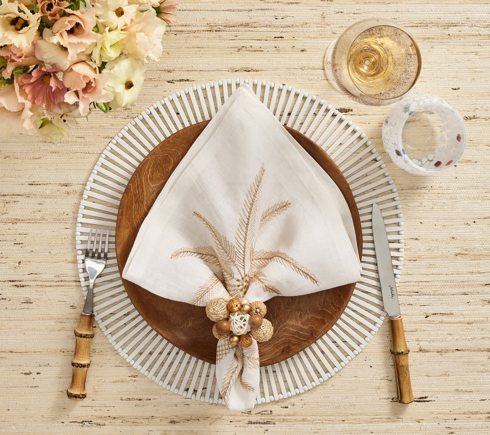 Java Napkin Ring in Natural & Brown, Set of 4