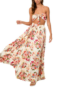 Sunburst Maxi Skirt in Peach Floral