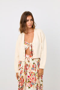 Cotton Cashmere Knit Summer Cardigan in Ivory