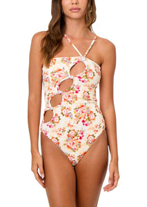 Nixy Cut Out One Piece in Peach Floral