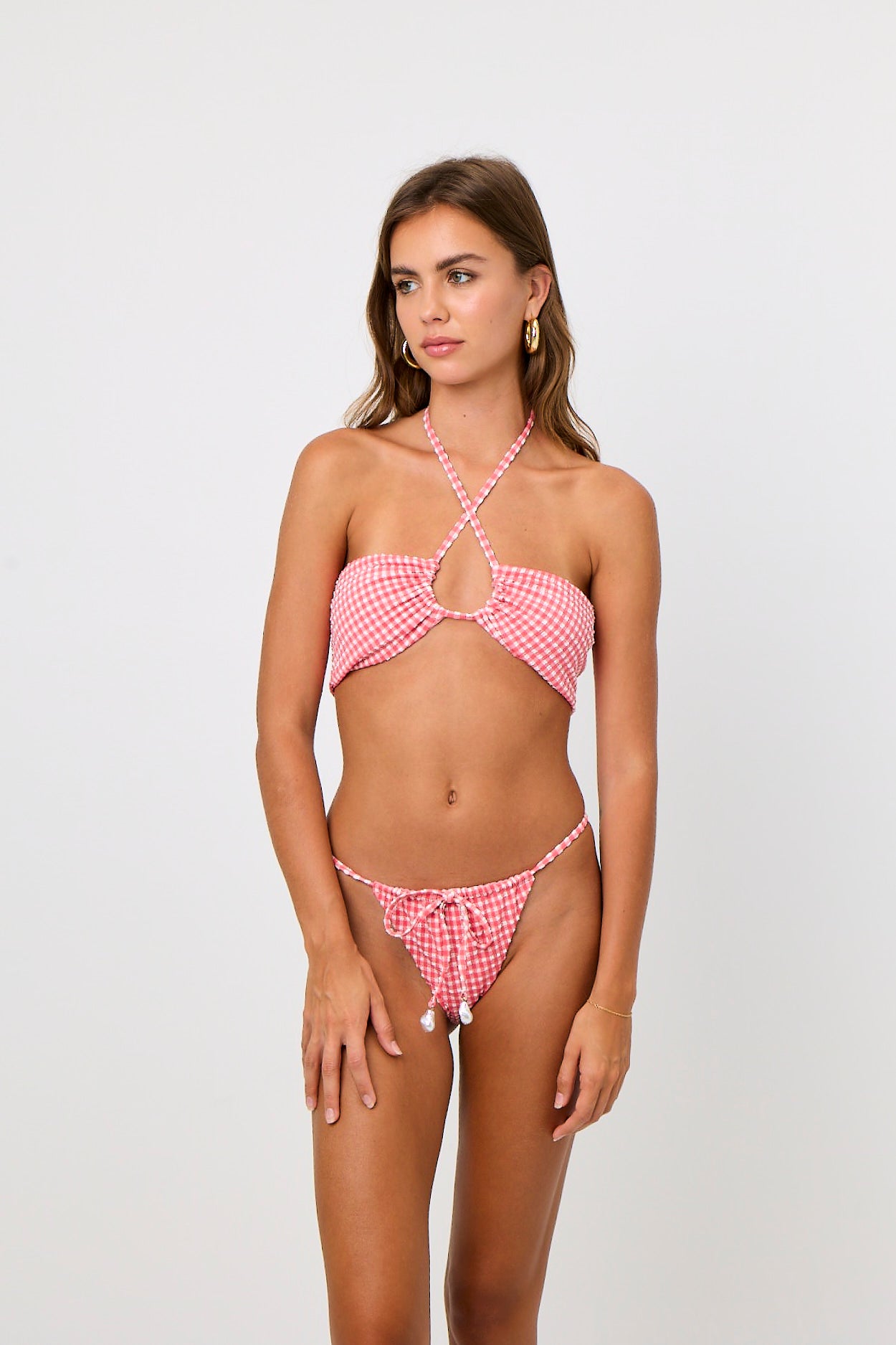 Aubre Multi Way Bandeau Top in Strawberry Gingham