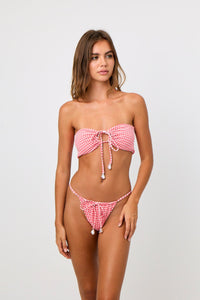 Aubre Multi Way Bandeau Top in Strawberry Gingham