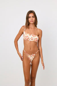 Maia Adjustable Tanga Bottom in Peach Floral