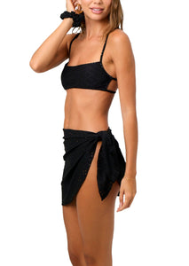 Short Swim Sarong in Black Eyelet