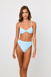 Monica High Waist Bottom in Baby Blue Eyelet