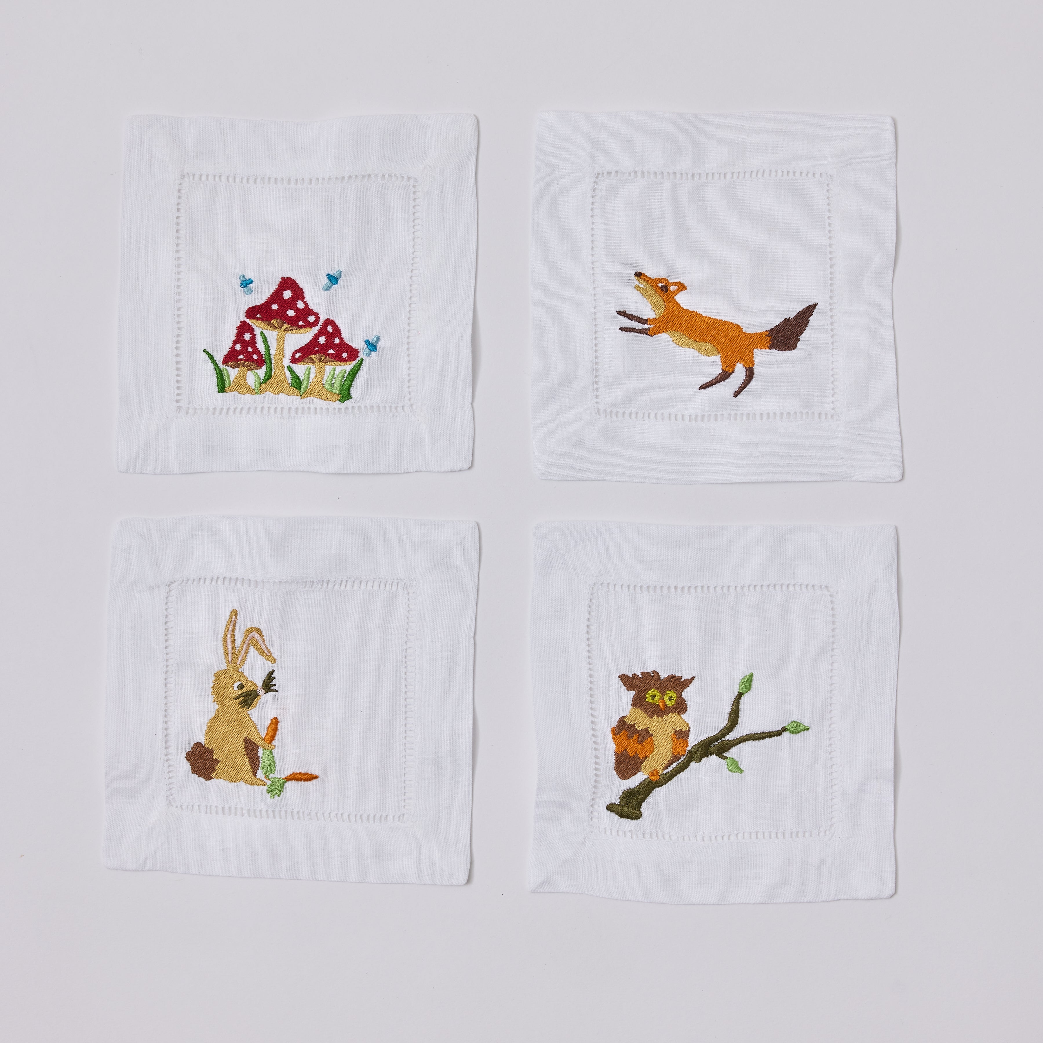 Assorted Woodland Creature Cocktail Napkins, Set of 4
