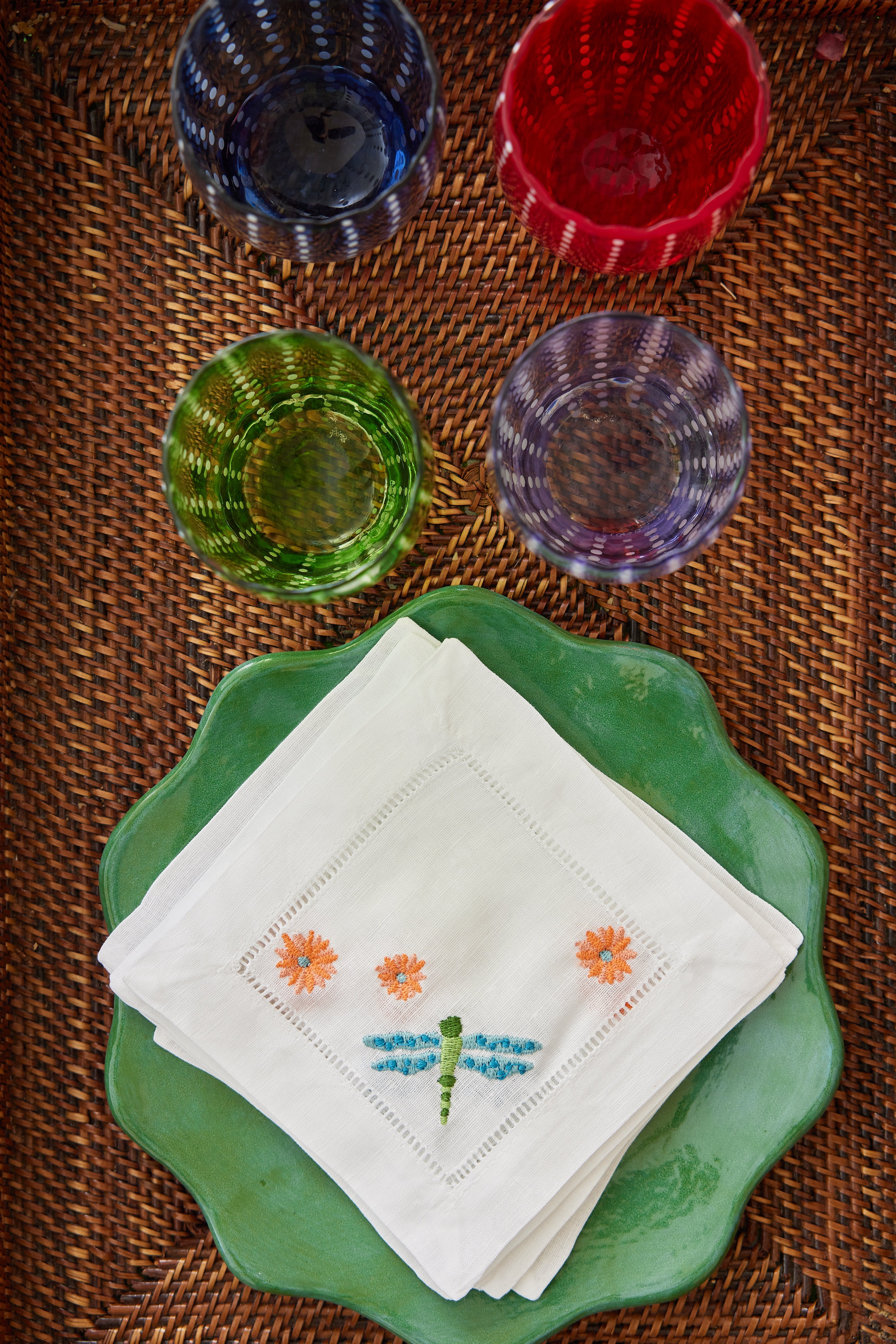 Embroidered Dragonfly Cocktail Napkins, Set of 4