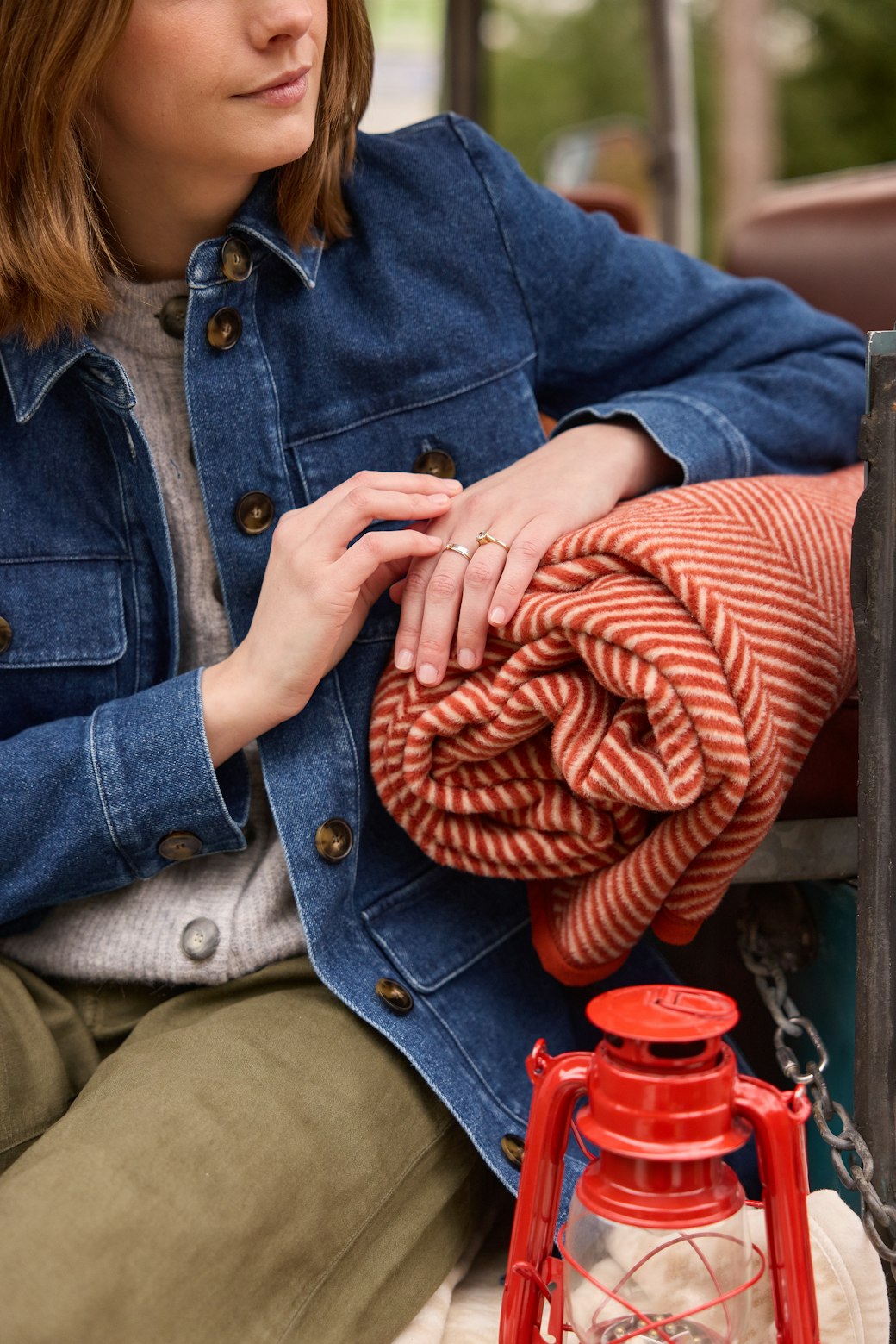 Harborview Herringbone Desert Red Blanket