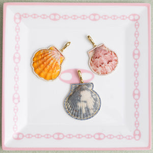 Natural Shell in Pink Sapphire Frame Charm