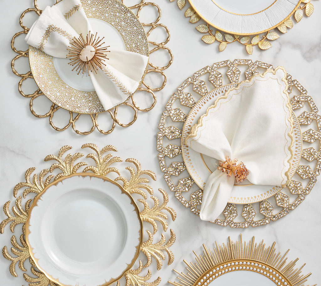 Jardin Napkin in White, Gold & Silver, Set of 4