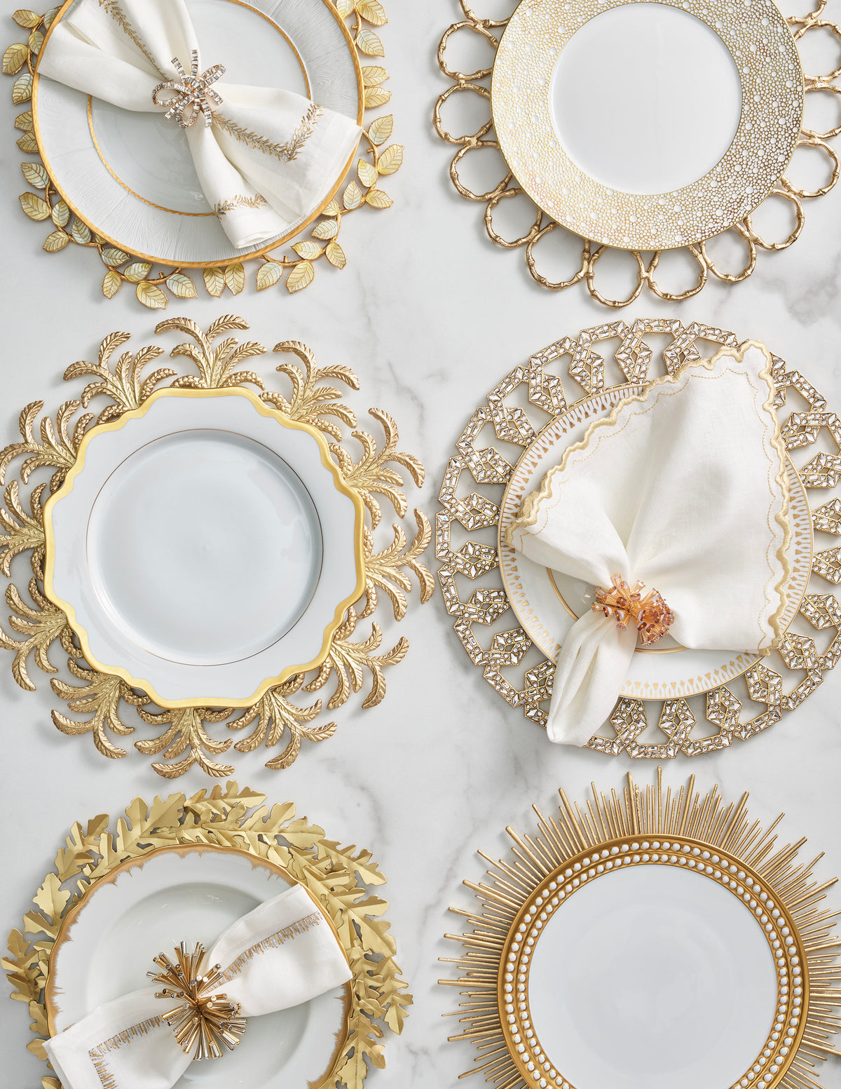 Arches Napkin in White & Gold, Set of 4