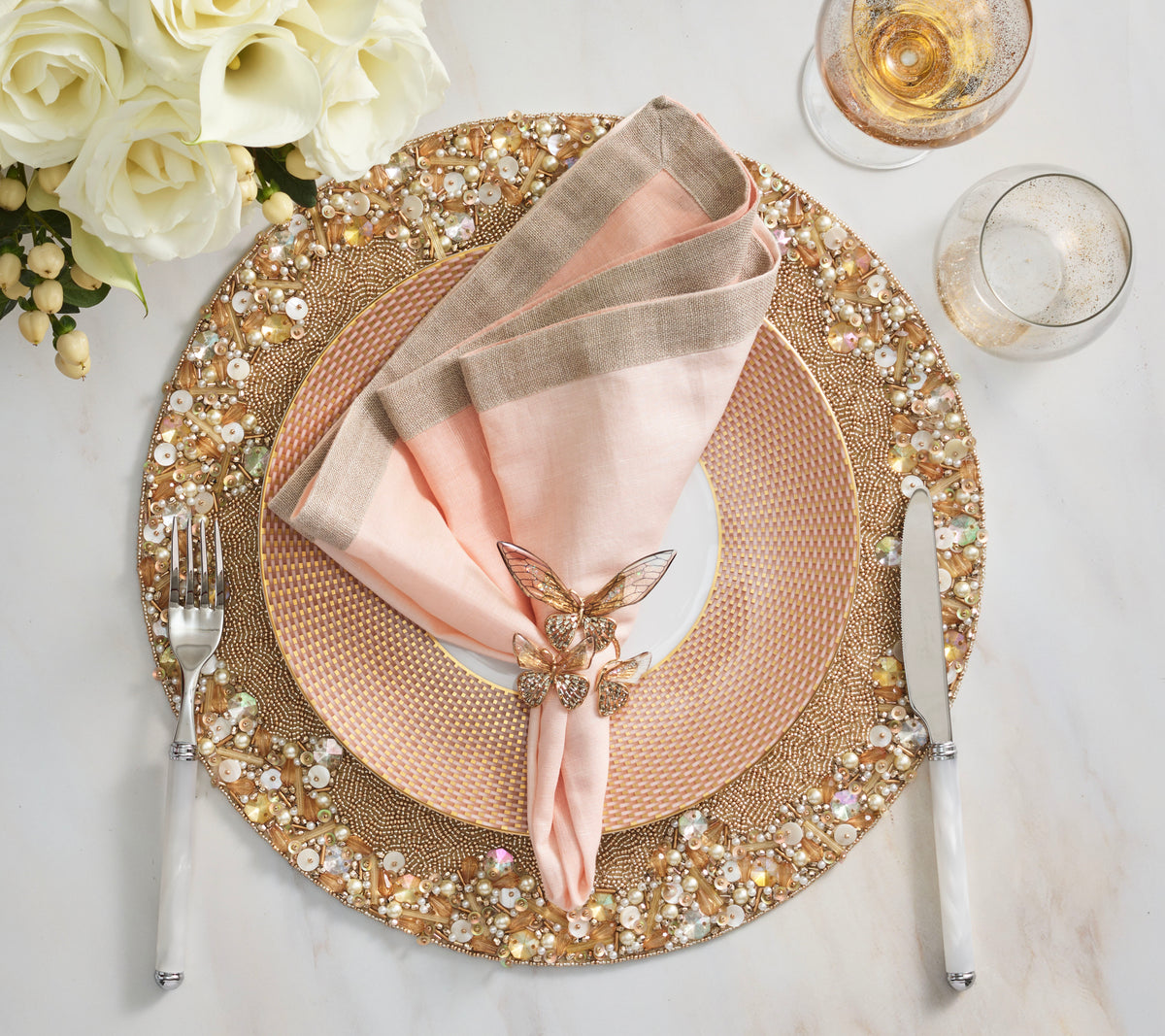 Dip Dye Napkin in Blush & Gold, Set of 4