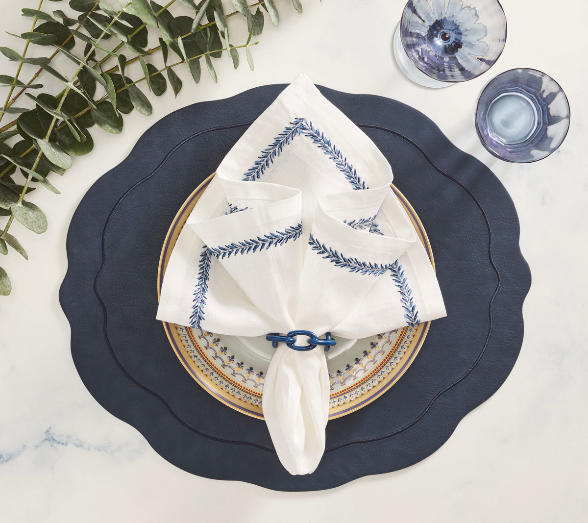 Jardin Napkin in White & Blue, Set of 4