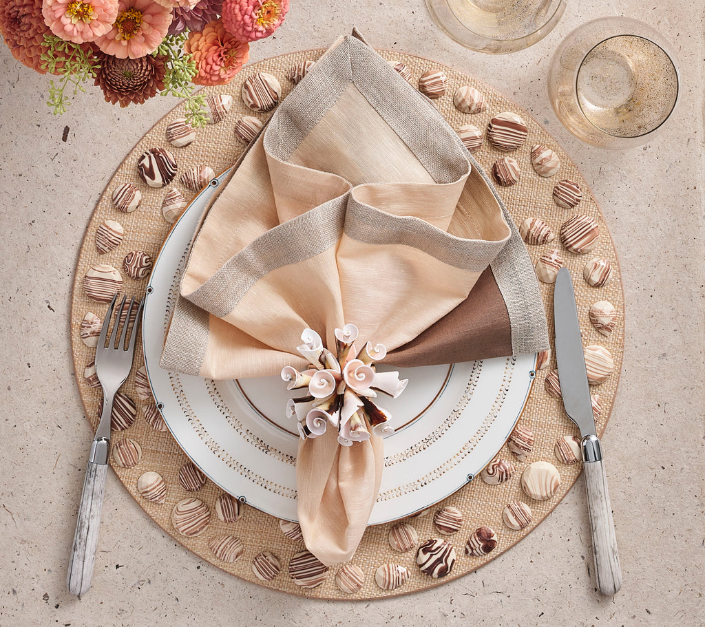 Dip Dye Napkin in Natural, Brown & Gold, Set of 4