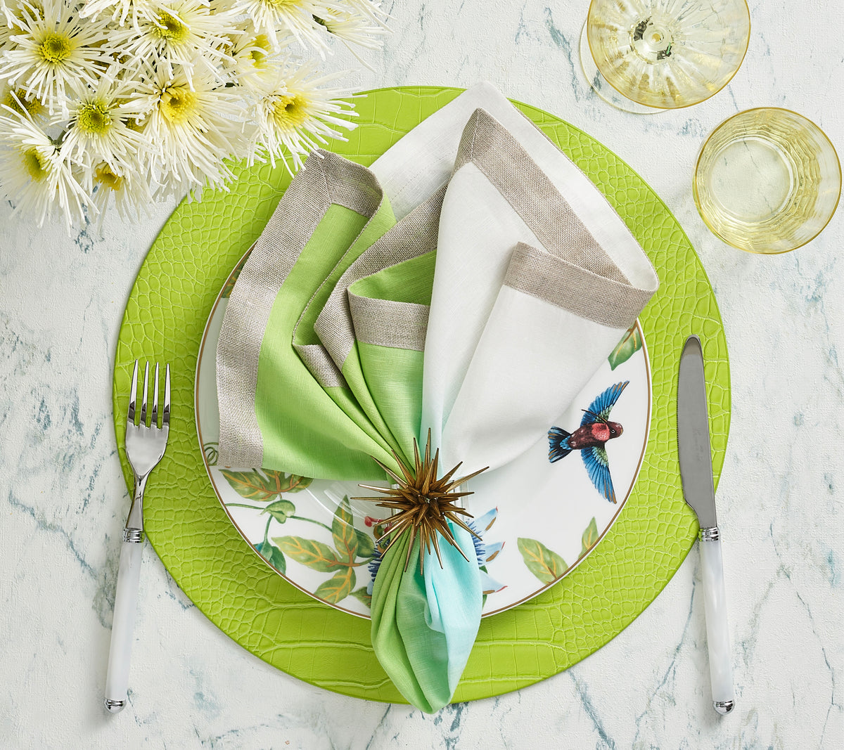Dip Dye Napkin in Blue & Green, Set of 4
