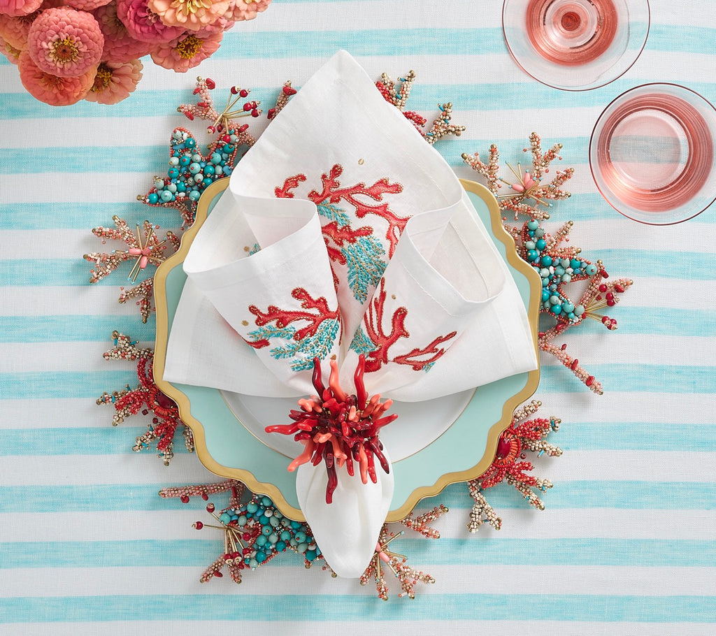 Amalfi Napkin Ring in Coral, Set of 4 in a Gift Box