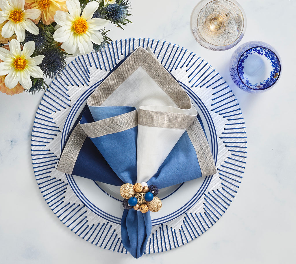 Dip Dye Napkin in Blue & White, Set of 4