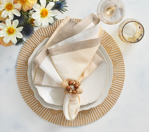 Dip Dye Napkin in White & Beige, Set of 4
