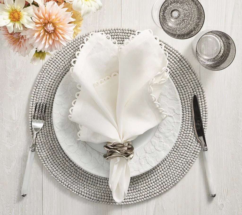 Loop Edge Napkin in White, Set of 4