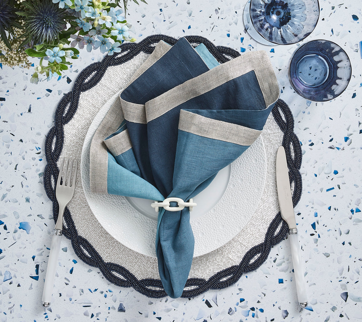 Dip Dye Napkin in Navy & Blue, Set of 4