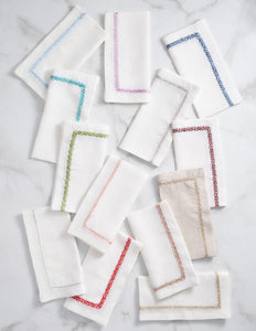 Jardin Napkin in White & Turquoise, Set of 4