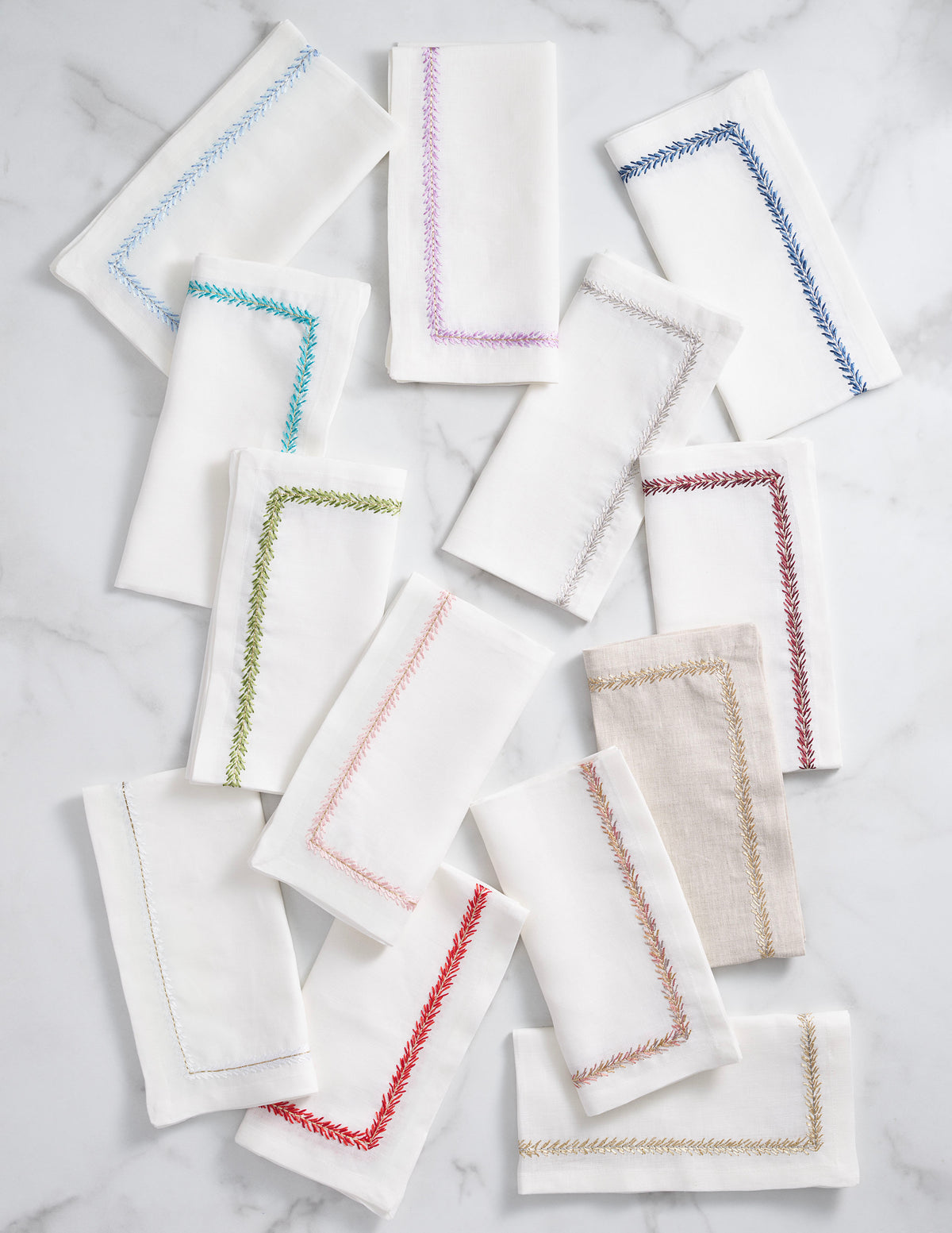 Jardin Napkin in White & Green, Set of 4