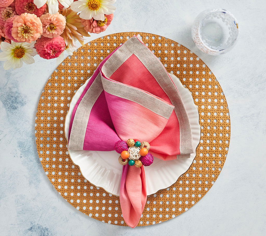 Dip Dye Napkin in Fuchsia & Orange, Set of 4
