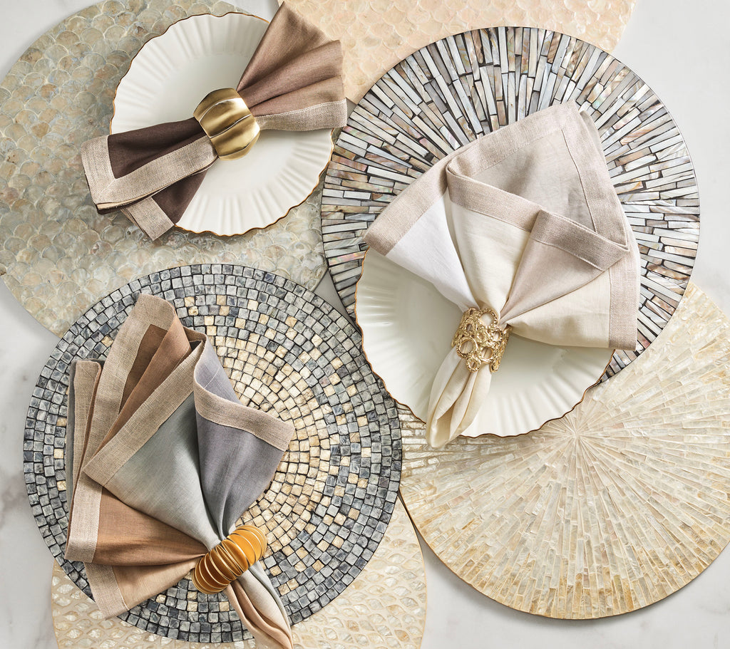 Dip Dye Napkin in Natural, Brown & Gold, Set of 4