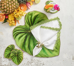 Tropicana Coasters in Green, Set of 4 in a Gift Box