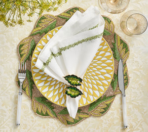 Jardin Napkin in White & Green, Set of 4