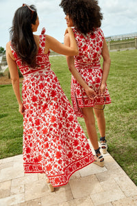 Annabel Sundress in Red/White Vintage Lily