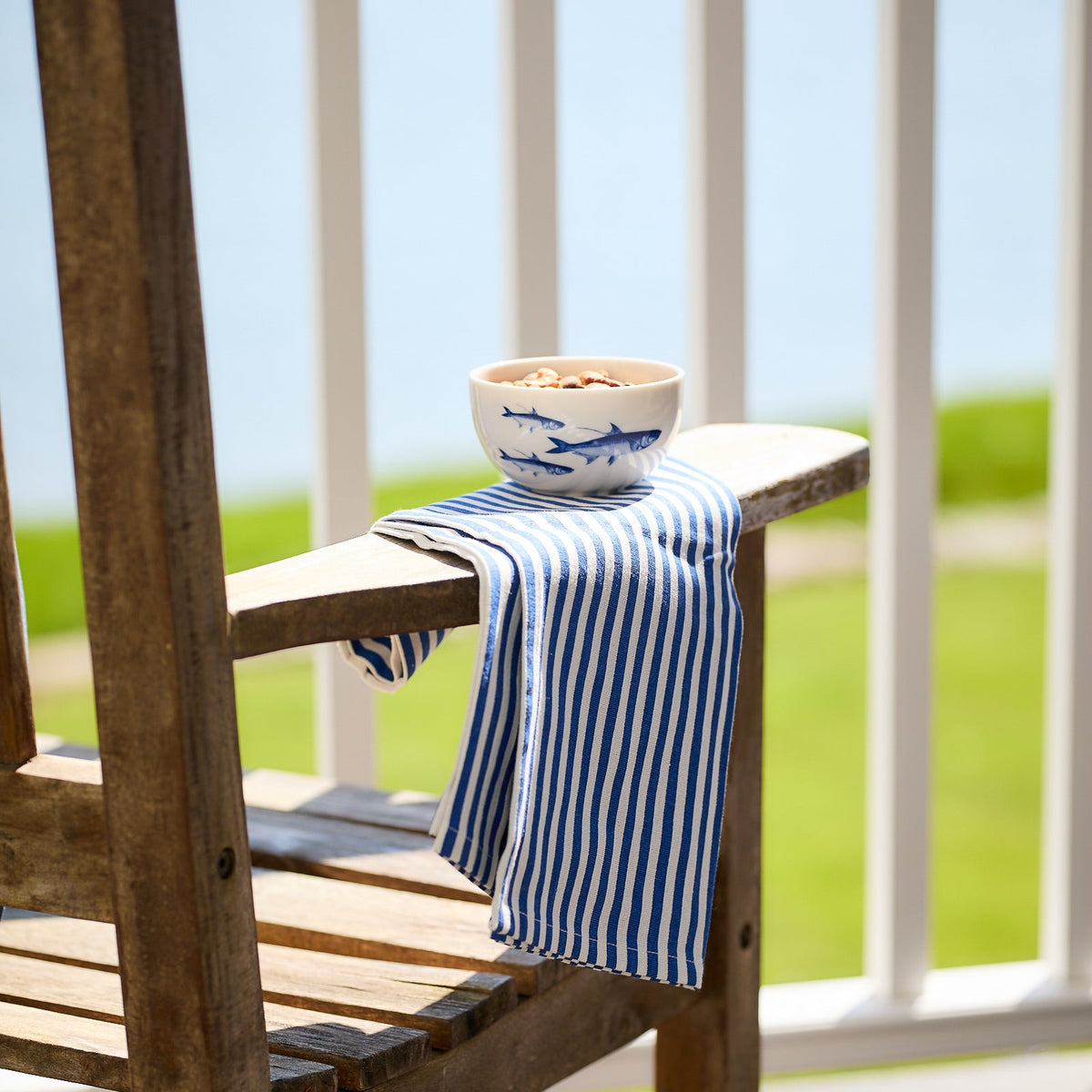 Pinstripe Dinner Napkins in Blue, Set of 4